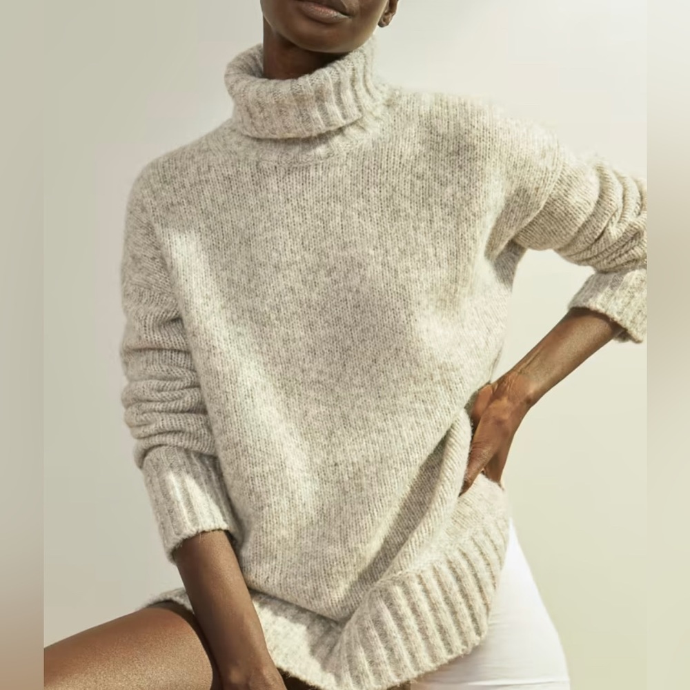 Everlane The Cloud Turtleneck Heathered Ivory